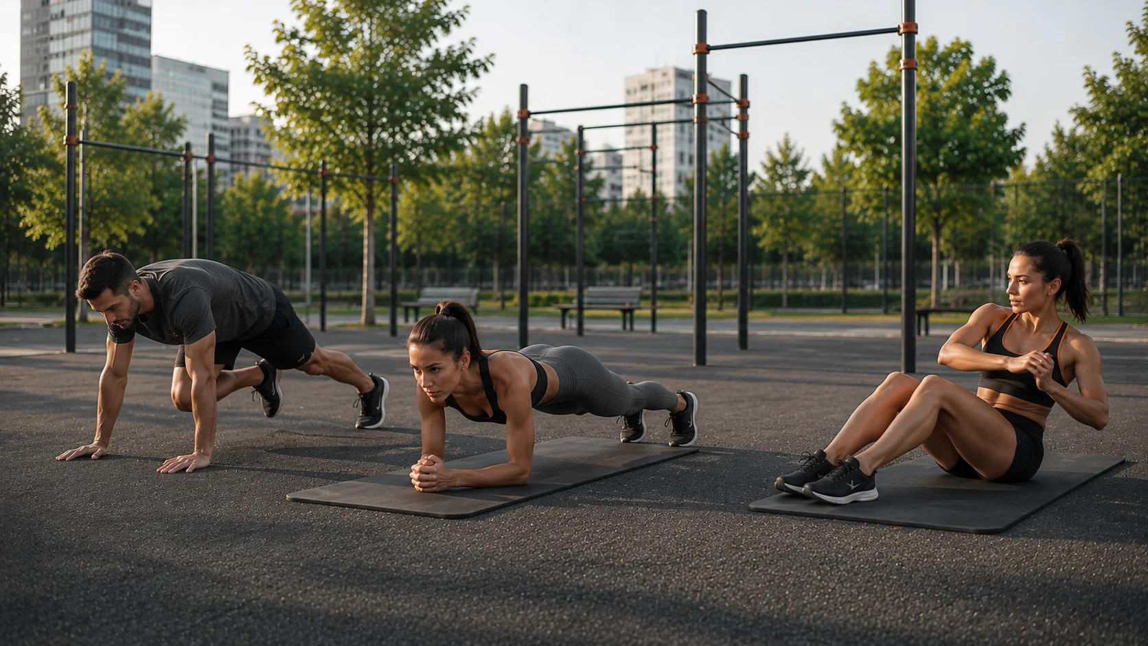 Mountain climbers, plancha frontal y russian twist en un finalizador de core intermedio
