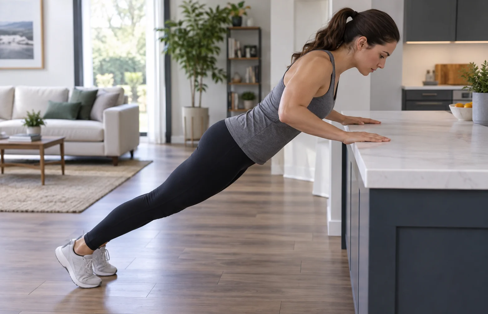 Flexiones inclinadas para principiantes en casa