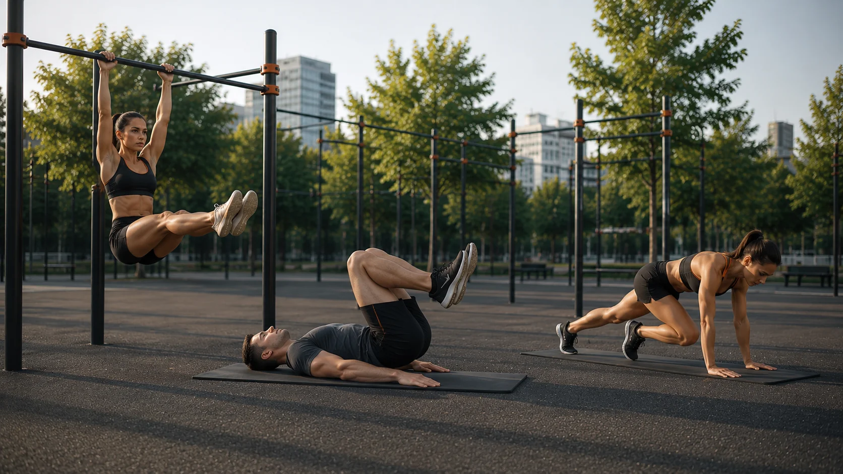 Elevaciones de piernas, reverse crunch y pike knee tuck para fortalecer el abdomen