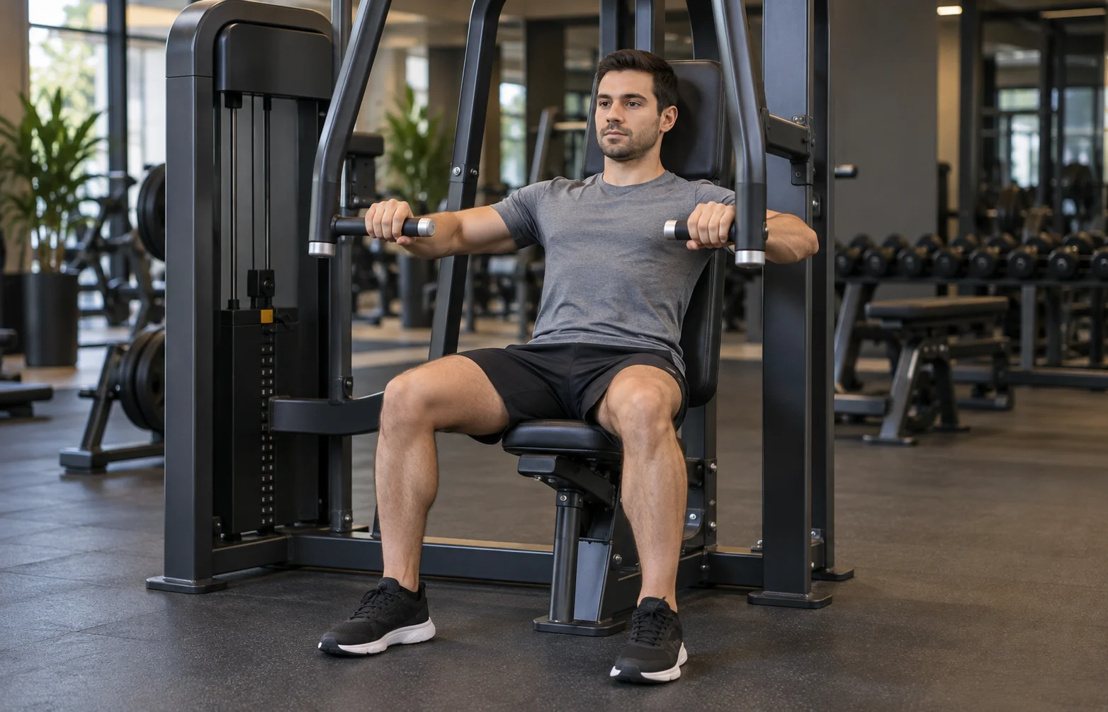 Press en máquina convergente para principiantes con asiento ajustado y espalda apoyada