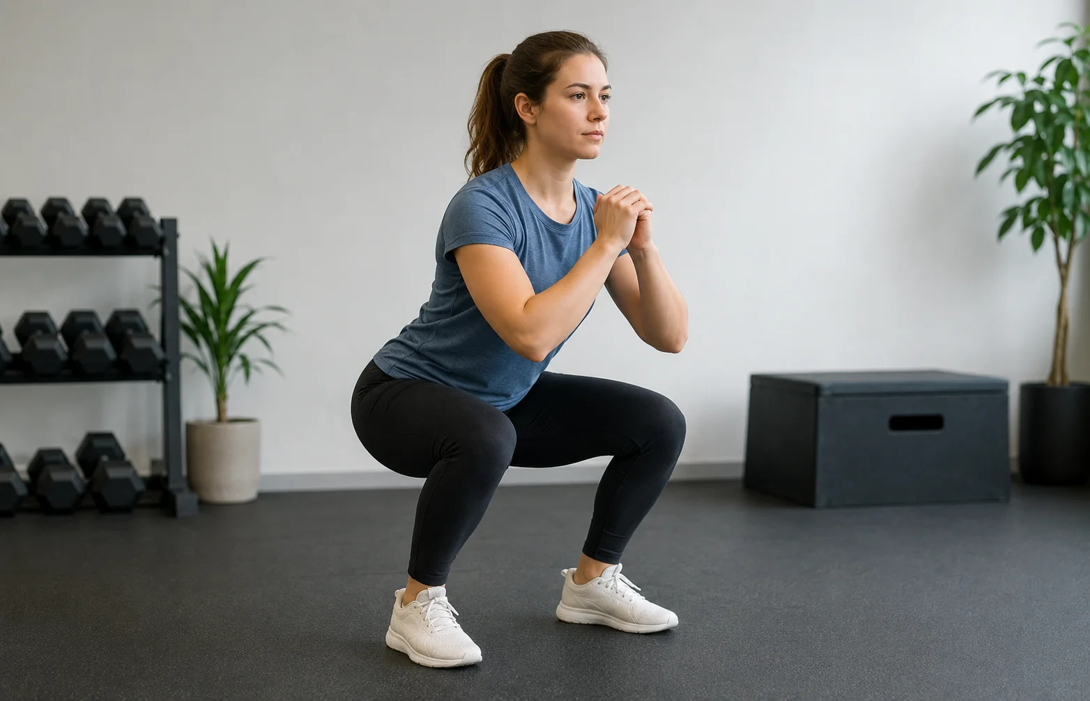 Sentadilla controlada dentro de una sesión HIIT para principiantes