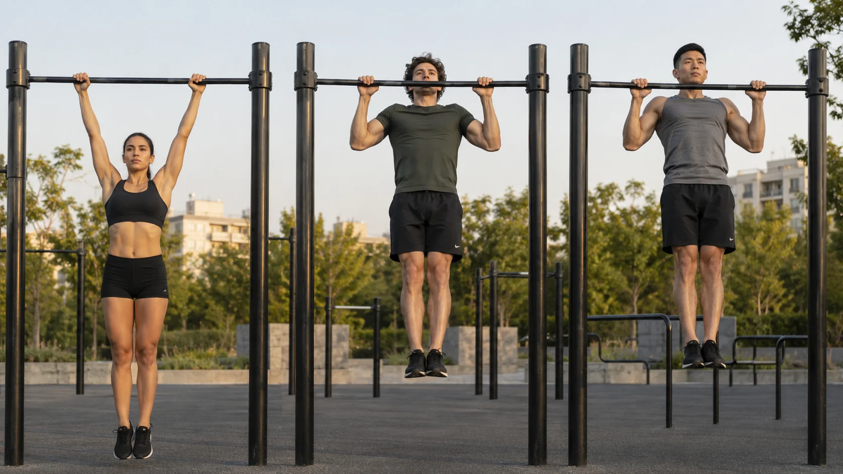 Fases de una dominada estricta con activación escapular, subida controlada y descenso estable